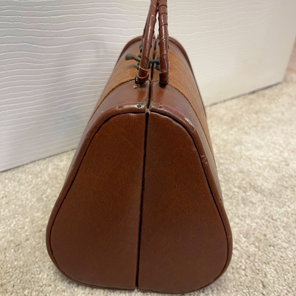 Vintage 60’s 70’s wood leather mini purse handbag possibly doctors bag brown - Picture 7 of 13